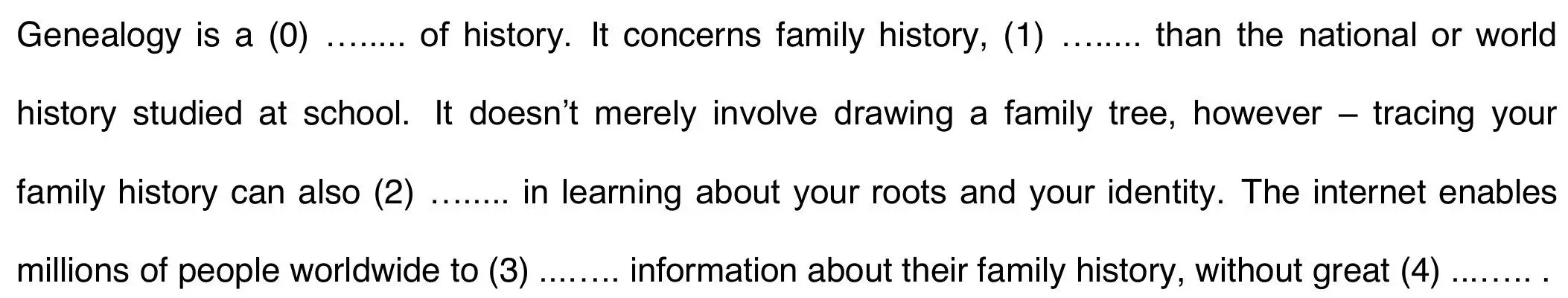 First paragraph of B2 Use of English Part 1: gaps 1 to 4