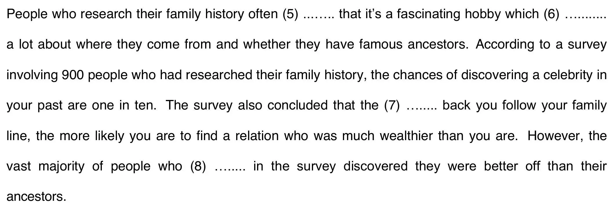 Second paragraph of B2 First Use of English Part 1: gaps 5 to 8