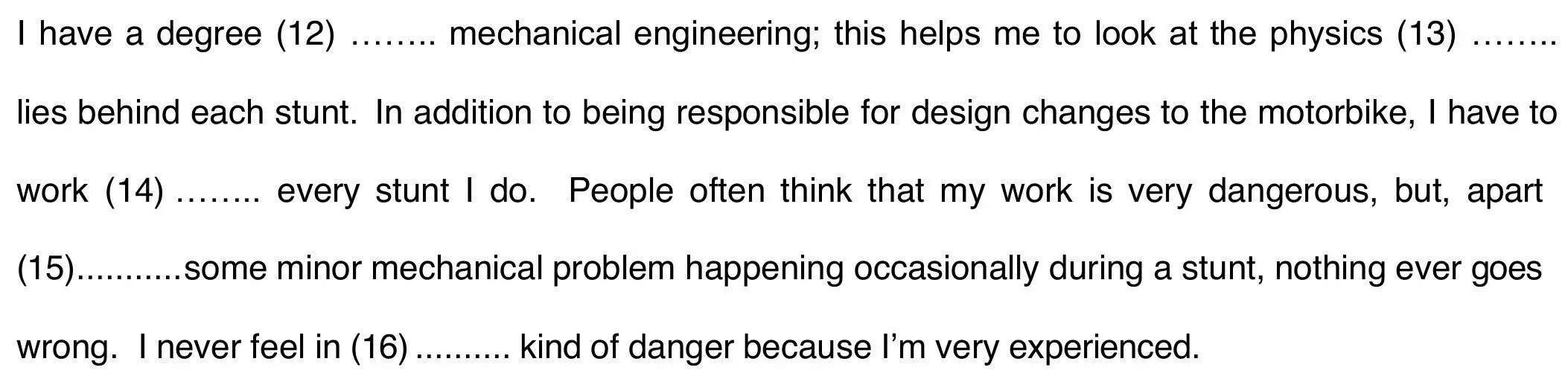 Second paragraph of B2 Use of English Part 2: gaps 12 to 16