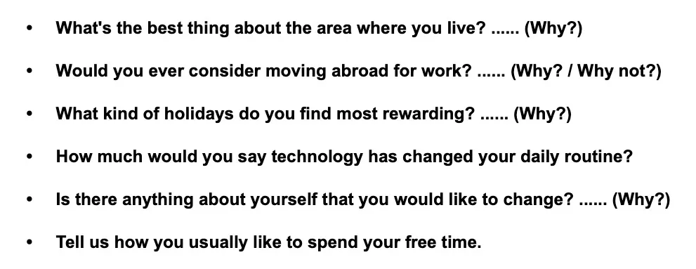 C2 Proficiency Speaking Part 1 Questions