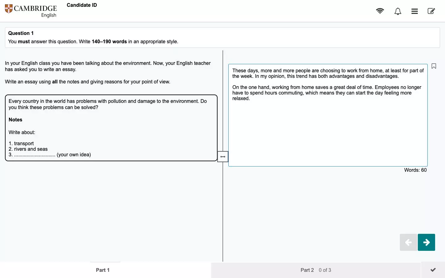 B2 First Writing in digital format with the automatic word count